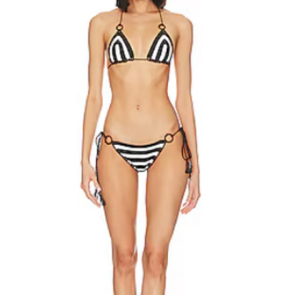 NWT X Revolve and My Beachy Side Crochet Bikini Set in Black & White Size M